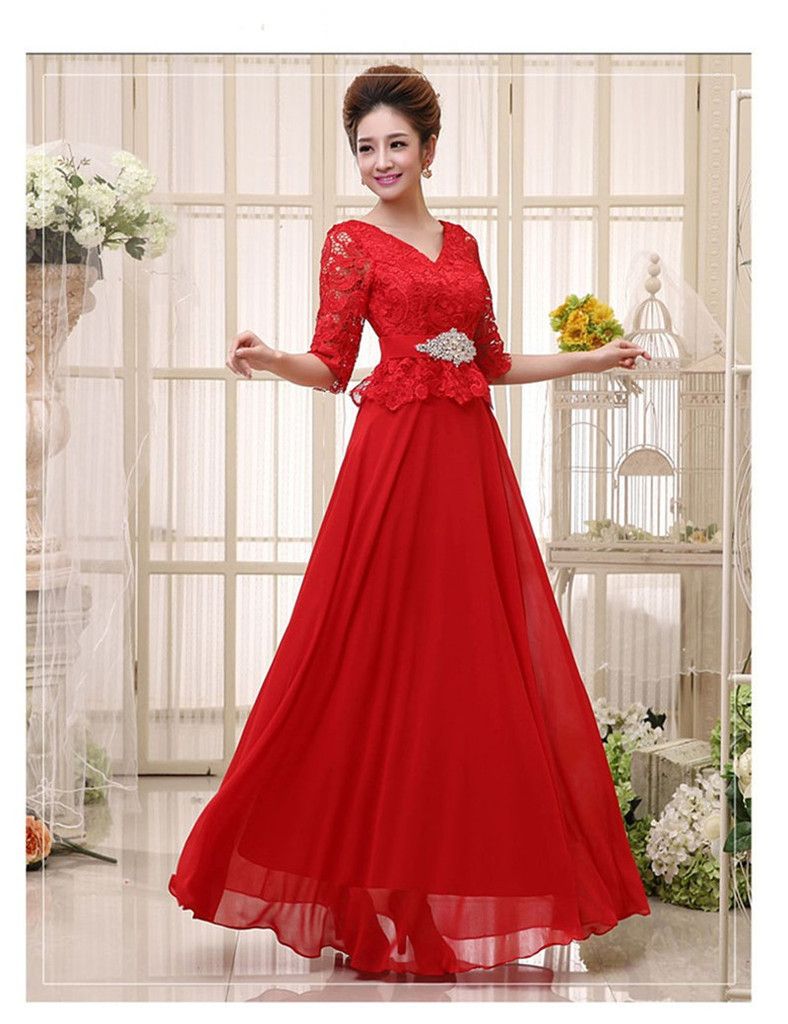 Long Evening Formal Party Cocktail Bridesmaid Prom Gown Pretty Red
