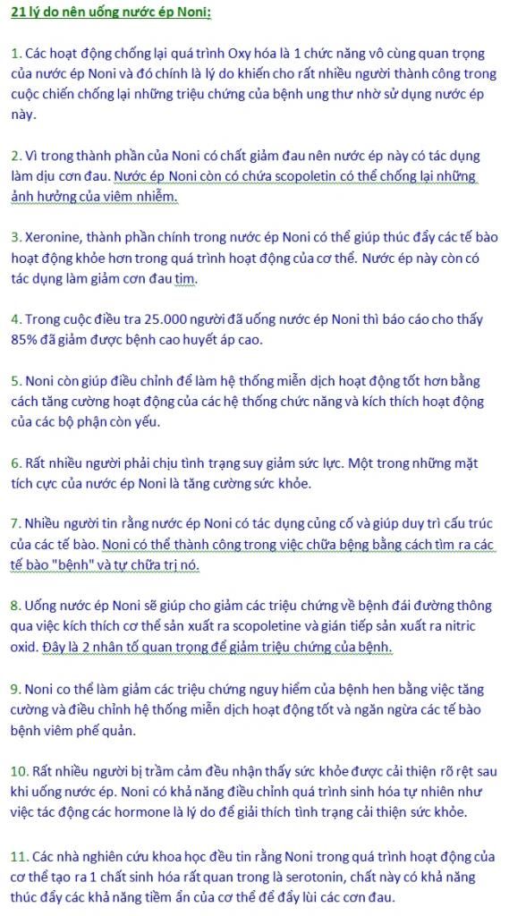 Nước uống sinh học Noni:hỗ trợ điều trị hiệu quả bệnh tim mạch, huyết áp, tiểu đường, ung thư..v..v.