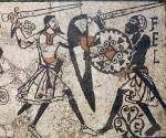 A Caucasian & a Negro Swordsman Fighting, Mosaic from the Church of S. Maria Maggiore, Vercelli, Italy, c.1040